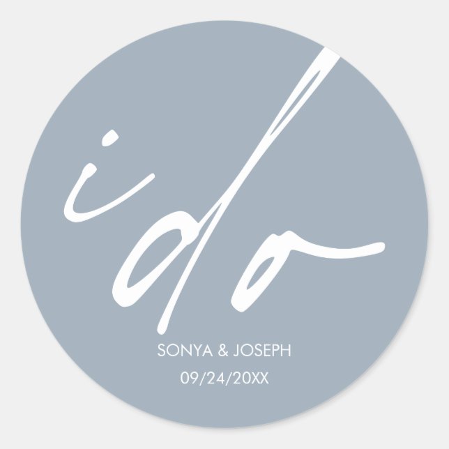 Pegatina Redonda Día de la boda Mínimo Simple (Anverso)