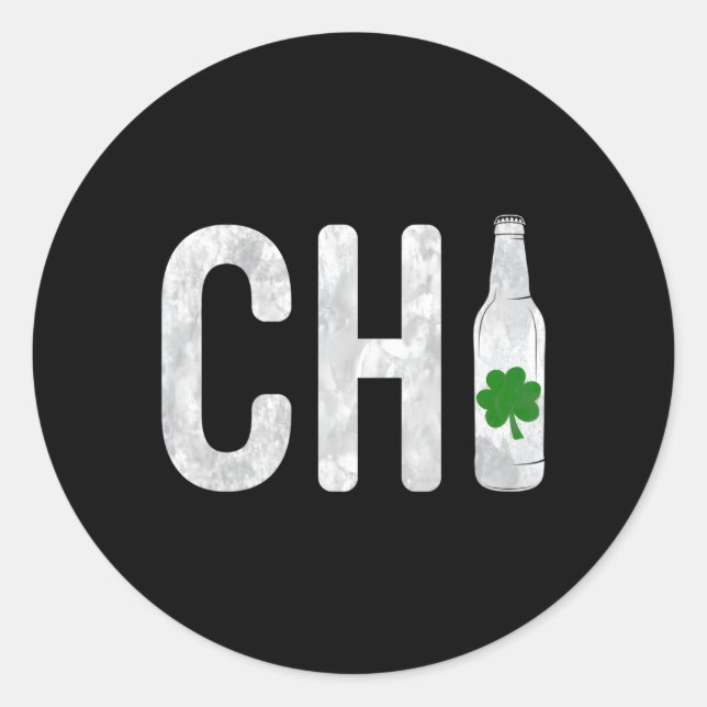 Pegatina Redonda Día de la Botella de Cerveza Chi Chicago (Anverso)