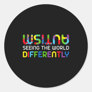 Pegatina Redonda Día de la Conciencia sobre el Autismo Mundo Autist