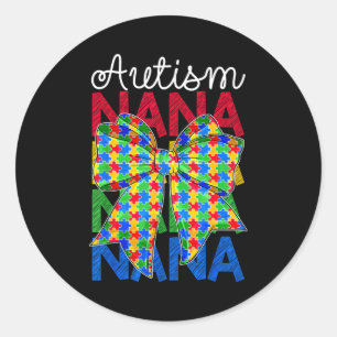 Pegatina Redonda Día de la conciencia sobre el autismo nana coquett
