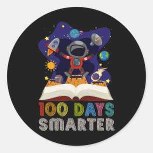 Pegatina Redonda Día De La Escuela 100 Días Libros Más Inteligentes