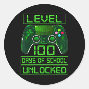Pegatina Redonda Día De La Escuela Niños Nivel 100 Días De Desbloqu