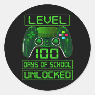 Pegatina Redonda Día De La Escuela Niños Nivel 100 Días De Desbloqu