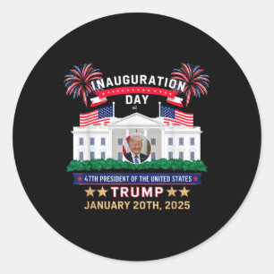 Pegatina Redonda Día de la Inauguración de Donald Trump 2025 47º pr