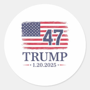 Pegatina Redonda Día de la Inauguración de Donald Trump 2025 47º pr