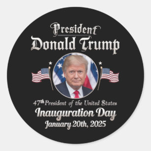 Pegatina Redonda Día de la inauguración de Trump 2025 47º president