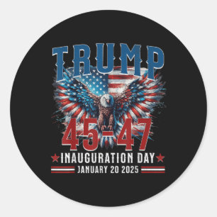 Pegatina Redonda Día de la Inauguración de Trump, Uni-adultos, negr