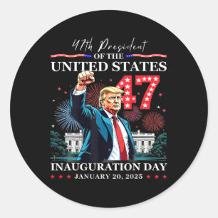 Pegatina Redonda Día de la Inauguración del Presidente Donald Trump