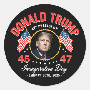 Pegatina Redonda Día de la Inauguración del Presidente Donald Trump