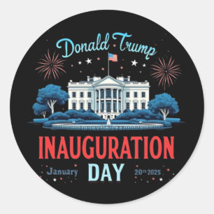Pegatina Redonda Día de la Inauguración del Presidente Donald Trump