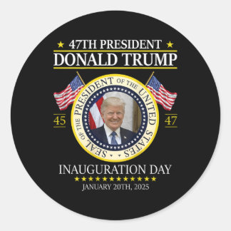 Pegatina Redonda Día de la Inauguración del Presidente Donald Trump