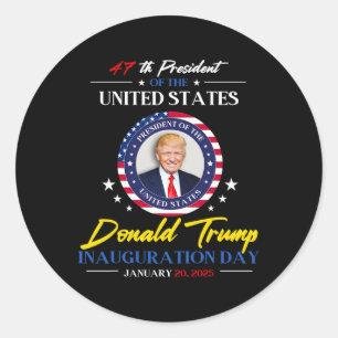 Pegatina Redonda Día de la inauguración del presidente Donald Trump