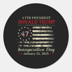 Pegatina Redonda Día de la Inauguración del Presidente Donald Trump