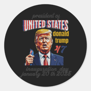 Pegatina Redonda Día de la Inauguración Donald Trump