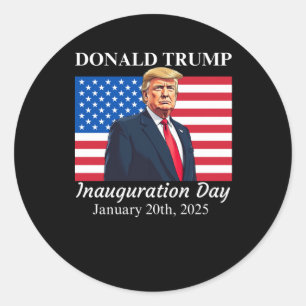 Pegatina Redonda Día de la Inauguración Donald Trump 2025
