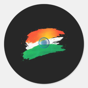 Pegatina Redonda Día de la Independencia 15 de agosto Bandera india