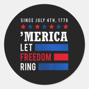 Pegatina Redonda Día de la Independencia 4 de julio Bandera Estadou