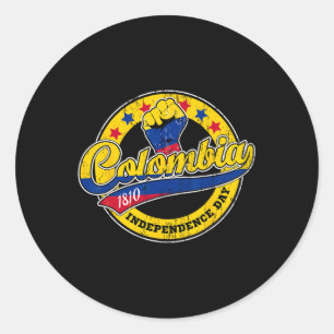 Pegatina Redonda Día de la Independencia Bandera Colombia Estilo re