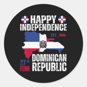 Pegatina Redonda Día De La Independencia Bandera Y Mapa De Repúblic