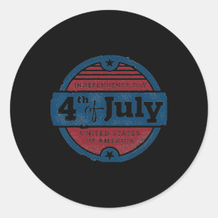 Pegatina Redonda Día De La Independencia De Julio Estados Unidos De