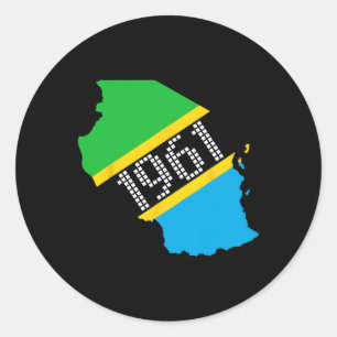 Pegatina Redonda Día de la Independencia de la Bandera de Tanzania
