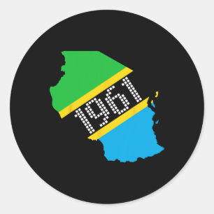 Pegatina Redonda Día de la Independencia de la Bandera de Tanzania