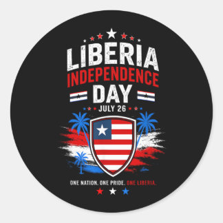 Pegatina Redonda Día de la Independencia de Liberia 26 de julio Ban