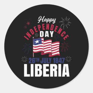 Pegatina Redonda Día de la Independencia de Liberia Bandera liberia