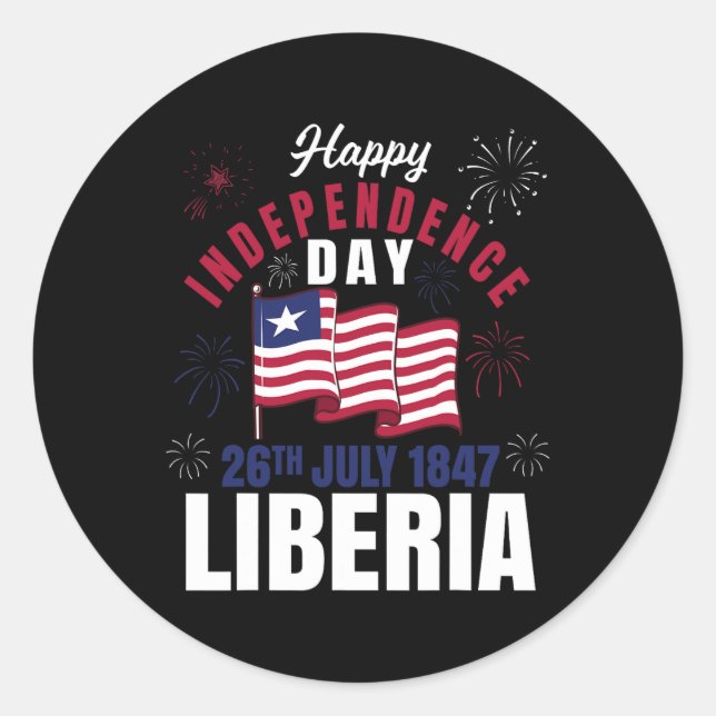 Pegatina Redonda Día de la Independencia de Liberia Bandera liberia (Anverso)