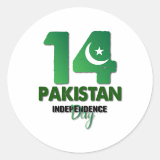 Pegatina Redonda Día de la Independencia de Pakistán 14 de agosto