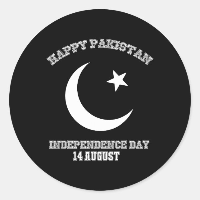 Pegatina Redonda Día de la Independencia de Pakistán 14 de agosto (Anverso)