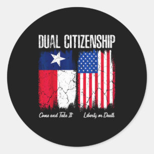 Pegatina Redonda día de la independencia de texas ciudadano dual te