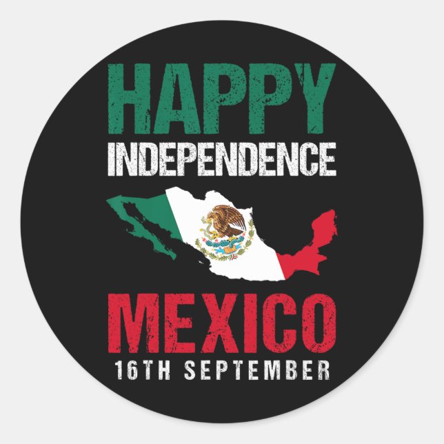 Pegatina Redonda Día de la Independencia Mexicana 16 de Septiembre  (Anverso)