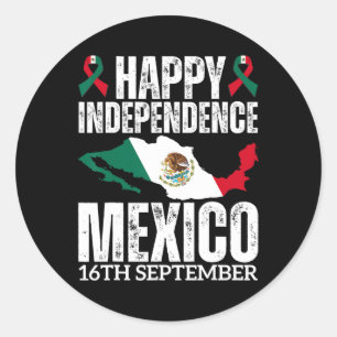 Pegatina Redonda Día de la Independencia Mexicana 16 de Septiembre 