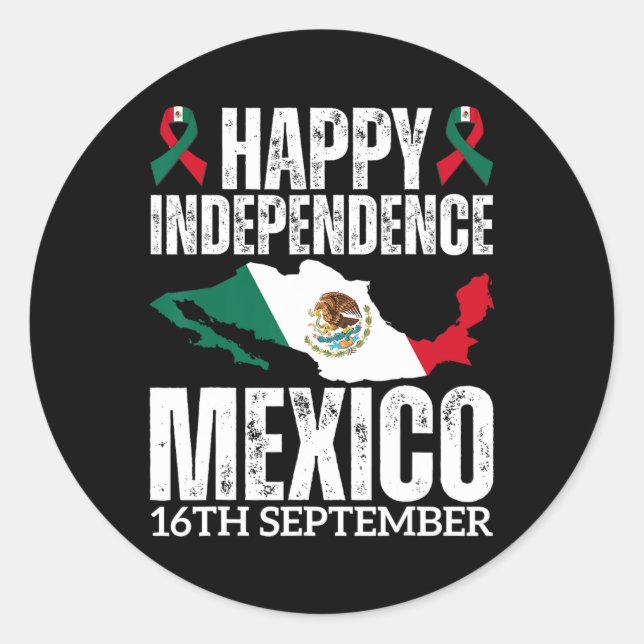 Pegatina Redonda Día de la Independencia Mexicana 16 de Septiembre  (Anverso)