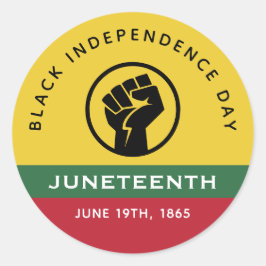 Pegatina Redonda Día de la Independencia Negra Juneteenth 1865 Text