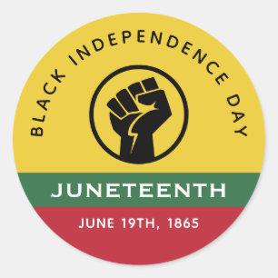 Pegatina Redonda Día de la Independencia Negra Juneteenth 1865 Text