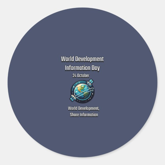 Pegatina Redonda Día de la Información sobre Desarrollo. Compartir  (Anverso)