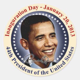 Pegatina Redonda Día de la investidura del presidente Obama