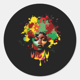 Pegatina Redonda Día de la Liberación de los Esclavos Mujer Negra R