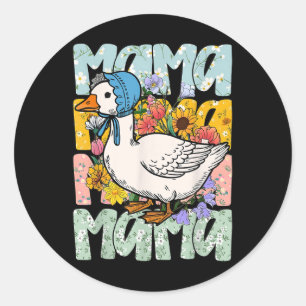 Pegatina Redonda Día de la Madre Boho Floral Mama Goose Silly Goose