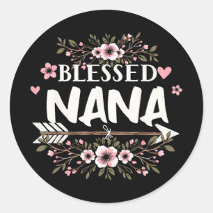 Pegatina Redonda Día de la Madre de Flores Nana Grandma Life 2024 M