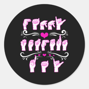 Pegatina Redonda Día de la Madre De Lenguaje De Rótulo Estadouniden