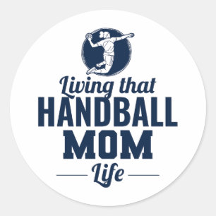 Pegatina Redonda Día de la Madre de mamá de balonmano