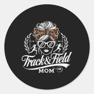 Pegatina Redonda Día de la Madre De Pista Y Pista Del Atleta Mami 3