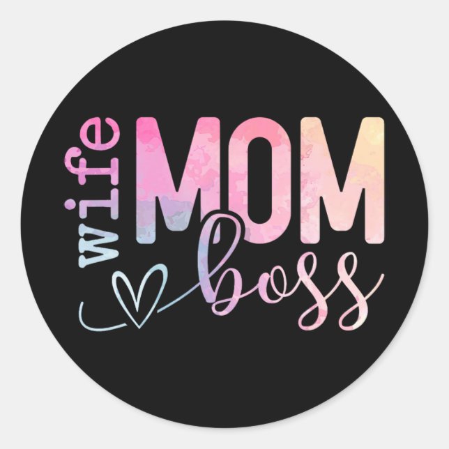 Pegatina Redonda Día de la Madre divertido de Mamá Boss (Anverso)