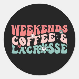 Pegatina Redonda Día de la Madre Lacrosse Mom De Café Y Lacrosse Fu