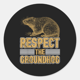 Pegatina Redonda Día de la Marmota Divertido Respeto Mujeres Hombre