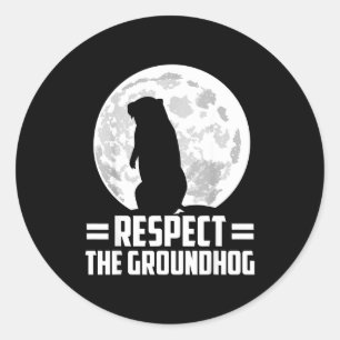 Pegatina Redonda Día de la marmota respeta la marmota