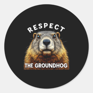 Pegatina Redonda Día de la marmota Respeto la marmota _2